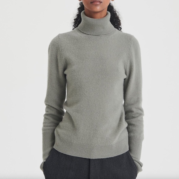 NAADAM Signature Cashmere Classic Turtleneck, Moss Green - Picture 1 of 5